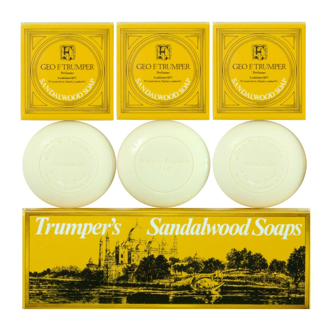 Geo. F. Trumper Sandalwood Hand and Bath Soap, 3 x 75g